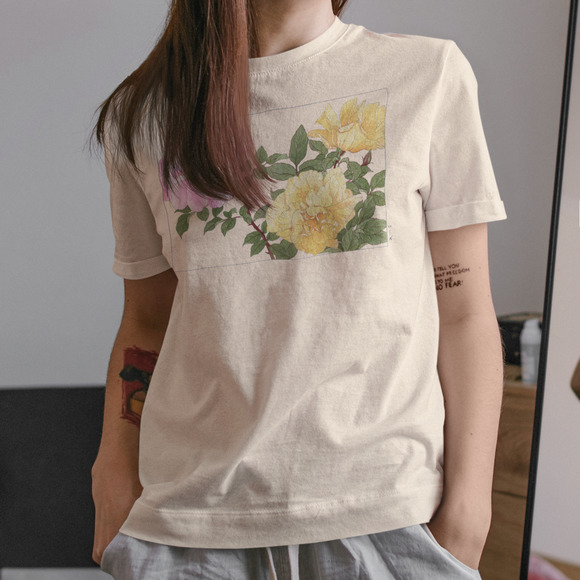 Vintage Pink Yellow Rose Flower Tee - Picture 5 of 5